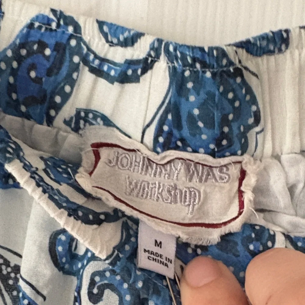 Johnny Was Workshop White/Blue Azura Floral Tiered Midi Skirt New Size Medium - Picture 5 of 8